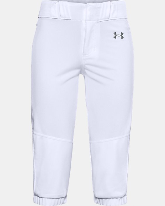 UA Pantalons de softball pour fille, White, pdpMainDesktop image number 0